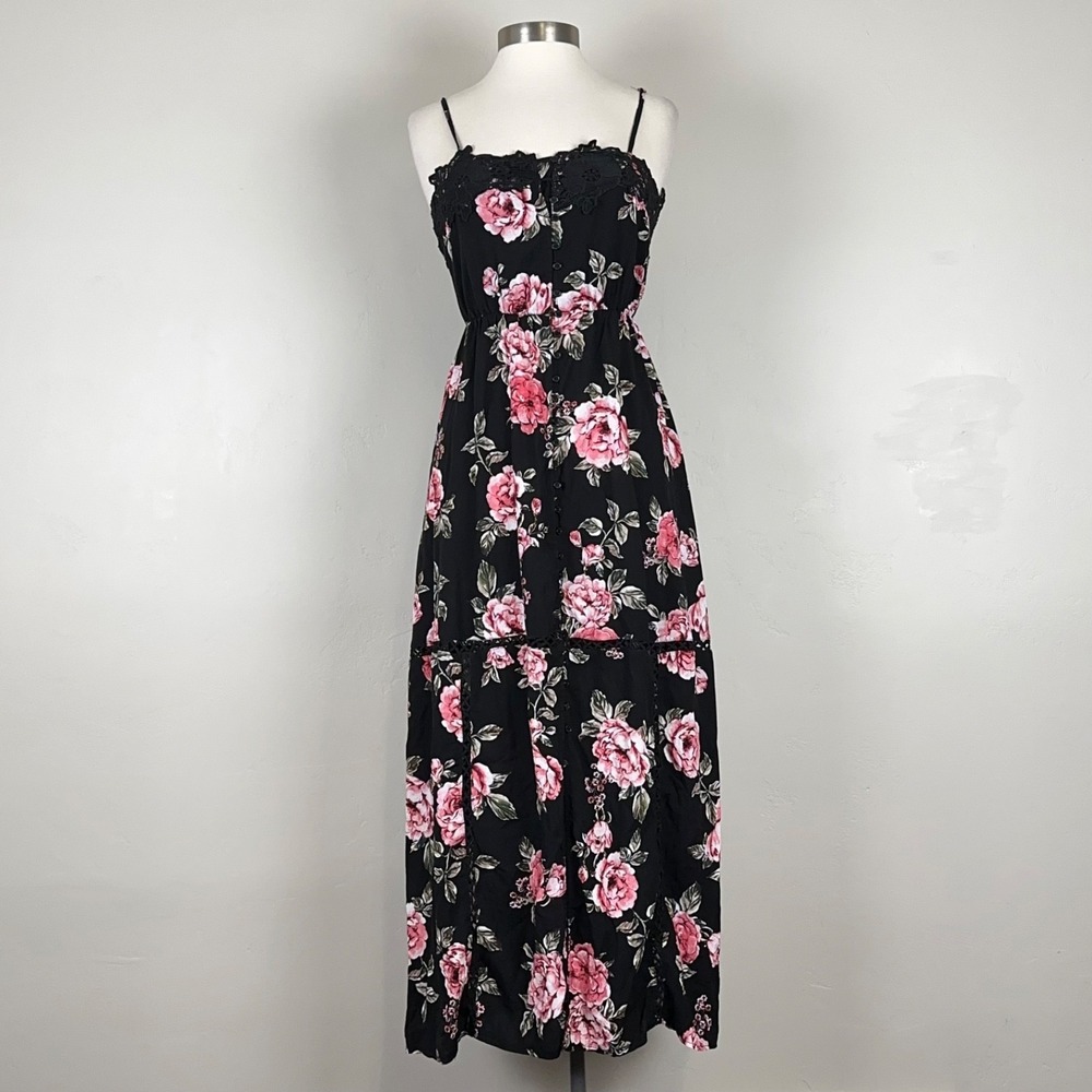 Women Whimsigoth 90s Fairy Grunge Dark Cottagecore Dress Sz XS Smocked Floral